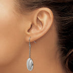 Stainless Steel Polished w/ CZ Dangle Shepherd Hook Earrings