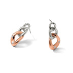 Chisel Stainless Steel Polished Rose IP-plated Loop with Crystal Post Dangle Earrings