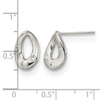 Chisel Stainless Steel Polished with Crystal Teardrop Post Earrings