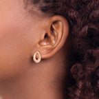 Chisel Stainless Steel Polished Rose IP-plated with Crystal Teardrop Post Earrings