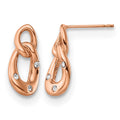 Chisel Stainless Steel Polished Rose IP-plated with Crystal Two Loop Post Earrings