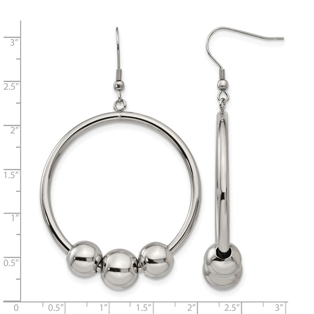 Stainless Steel Polished Dangle Shepherd Hook Earrings