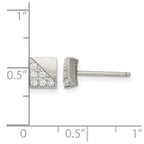Chisel Stainless Steel Brushed with CZ Square Post Earrings
