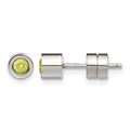 Chisel Stainless Steel Polished Green CZ August Birthstone Post Earrings
