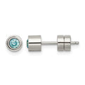 Chisel Stainless Steel Polished Blue CZ December Birthstone Post Earrings