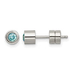 Chisel Stainless Steel Polished Blue CZ December Birthstone Post Earrings