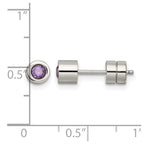 Chisel Stainless Steel Polished Purple CZ February Birthstone Post Earrings
