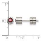 Chisel Stainless Steel Polished Red CZ January Birthstone Post Earrings