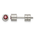 Chisel Stainless Steel Polished Red CZ January Birthstone Post Earrings