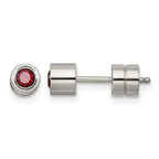 Chisel Stainless Steel Polished Red CZ January Birthstone Post Earrings
