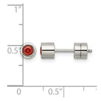 Chisel Stainless Steel Polished Red CZ July Birthstone Post Earrings