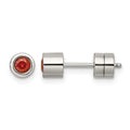 Chisel Stainless Steel Polished Red CZ July Birthstone Post Earrings