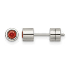 Chisel Stainless Steel Polished Red CZ July Birthstone Post Earrings