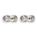 Chisel Stainless Steel Polished Pink CZ June Birthstone Post Earrings