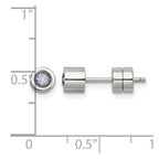 Chisel Stainless Steel Polished Pink CZ June Birthstone Post Earrings