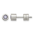 Chisel Stainless Steel Polished Pink CZ June Birthstone Post Earrings
