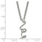 Stainless Steel Polished CZ Snake Necklace