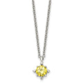 Stainless Steel Polished Yellow CZ 18in Necklace