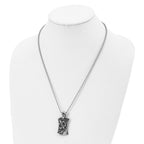 Chisel Stainless Steel Antiqued and Polished Fleur de lis Dog Tag on a 22 inch Ball Chain Necklace