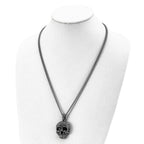Chisel Stainless Steel Antiqued and Textured Skull Pendant on a 24 inch Curb Chain Necklace