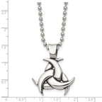 Chisel Stainless Steel Antiqued and Polished Celtic Knot Pendant on a 22 inch Ball Chain Necklace
