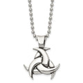 Chisel Stainless Steel Antiqued and Polished Celtic Knot Pendant on a 22 inch Ball Chain Necklace
