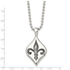 Stainless Steel Antiqued and Polished Fleur de lis 22in Necklace
