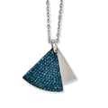 Stainless Steel 20 inch Blue Crystal & Brushed Triangle Necklace