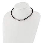 Stainless Steel Polished & Hematite Beads Leather Cord Necklace