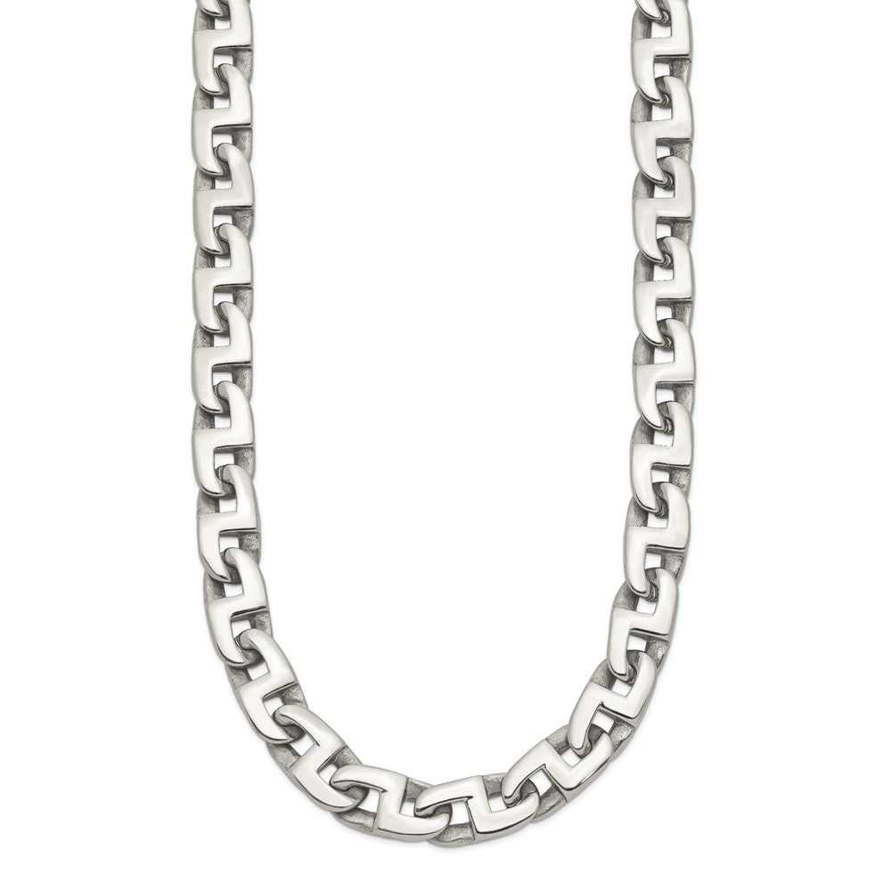 Chisel Stainless Steel Polished Fancy Square Link Necklace