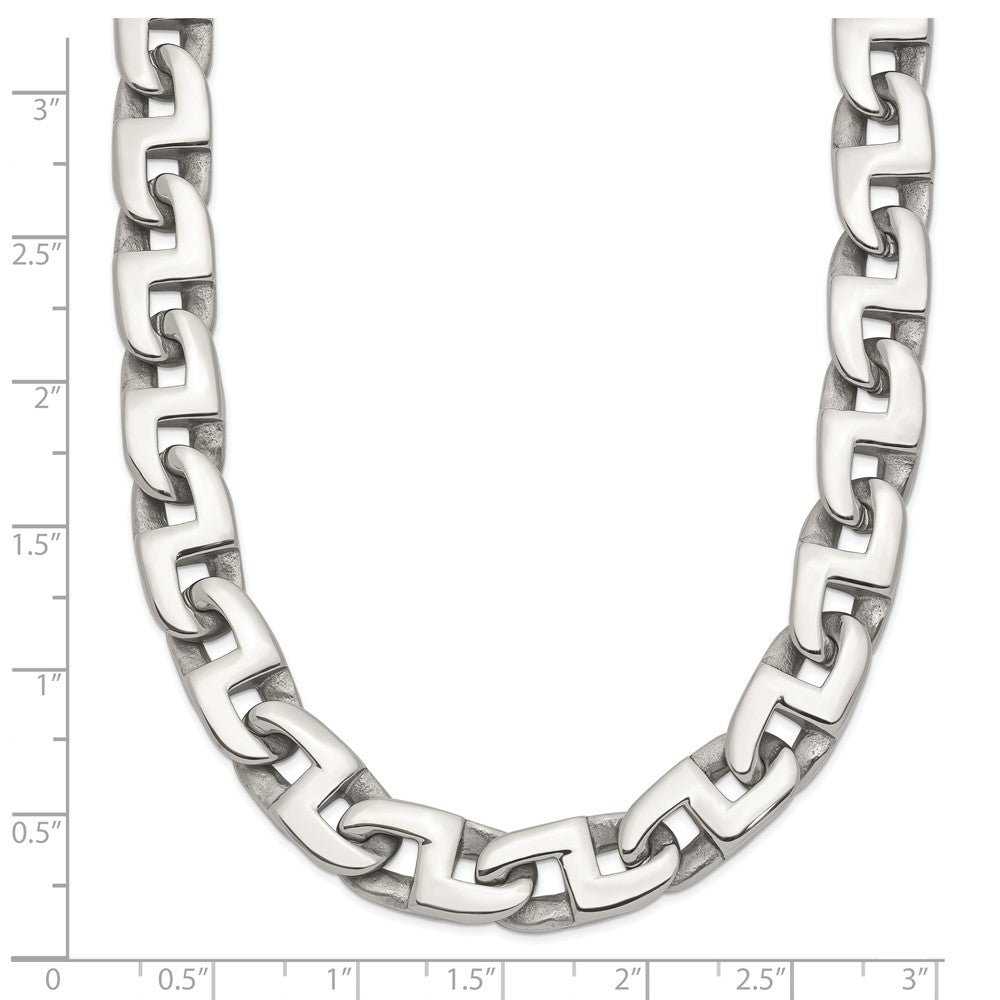 Chisel Stainless Steel Polished Fancy Square Link Necklace