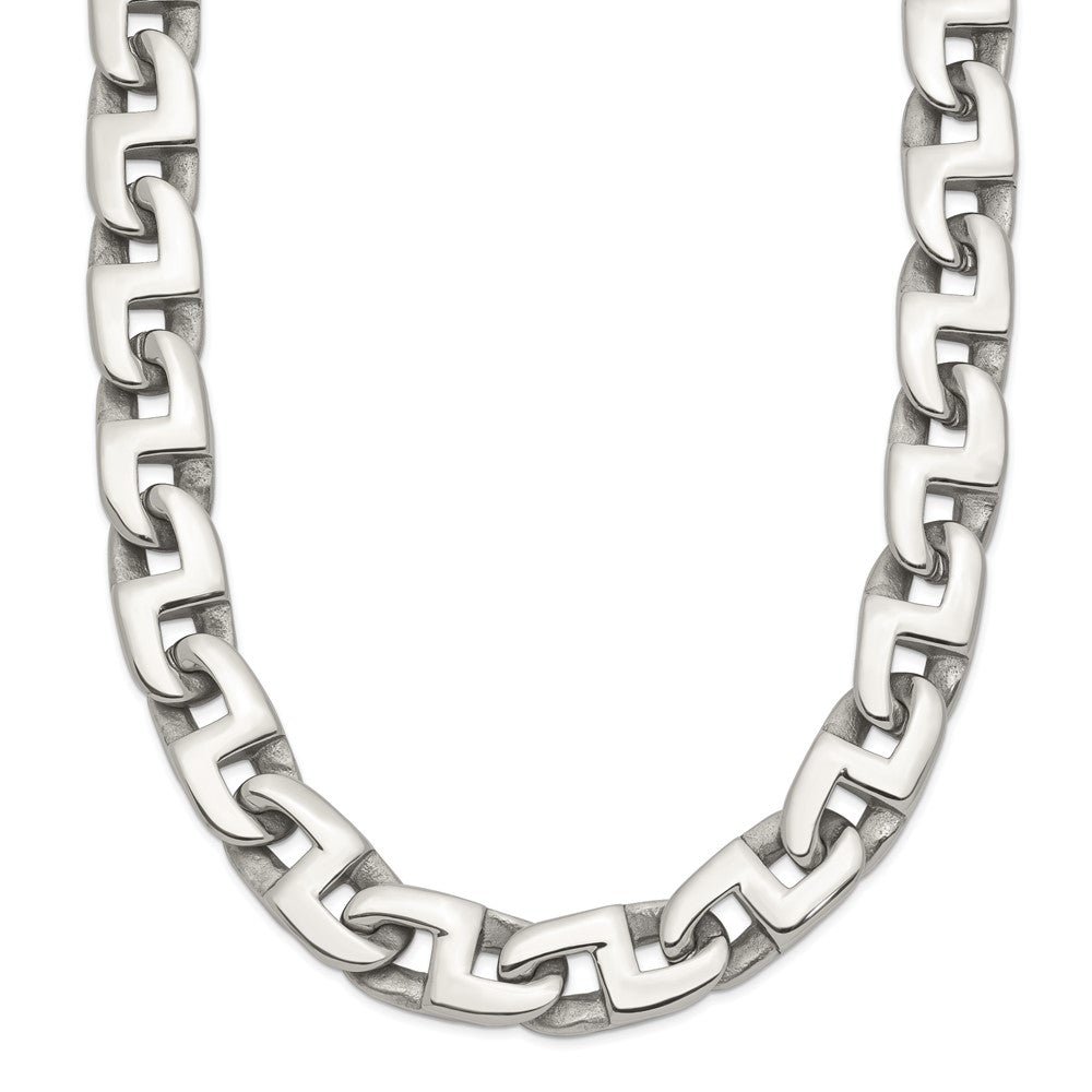 Chisel Stainless Steel Polished Fancy Square Link Necklace