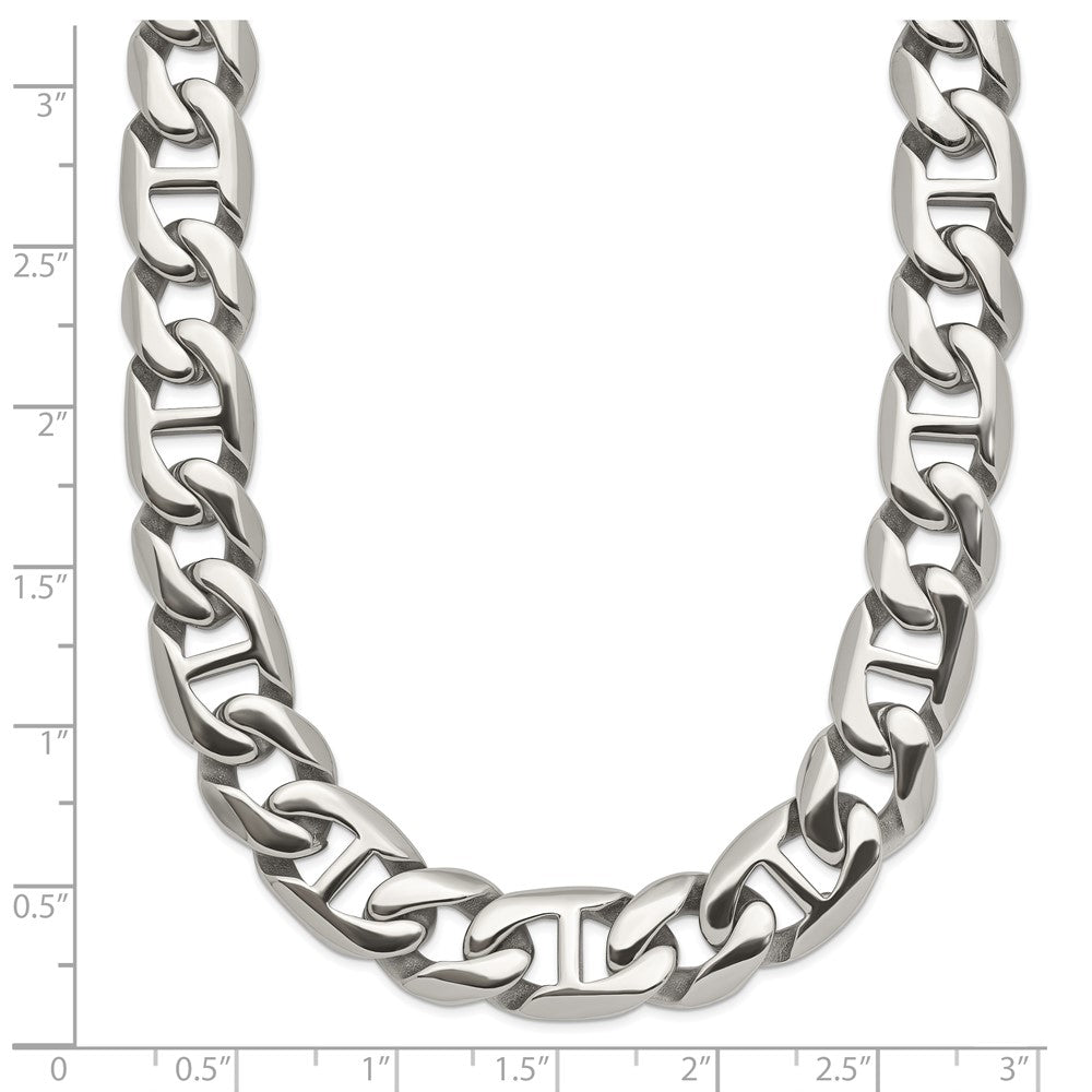 Chisel Stainless Steel Polished Anchor Link Necklace
