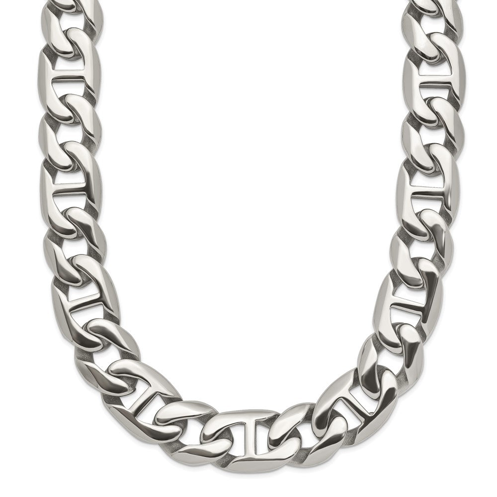 Chisel Stainless Steel Polished Anchor Link Necklace