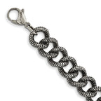 Chisel Stainless Steel Antiqued and Textured Link Necklace