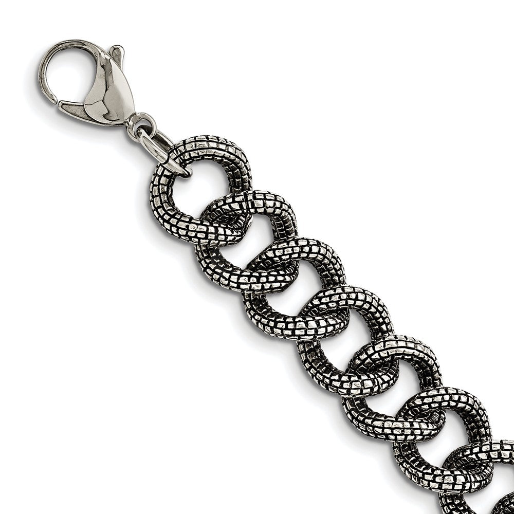 Chisel Stainless Steel Antiqued and Textured Link Necklace