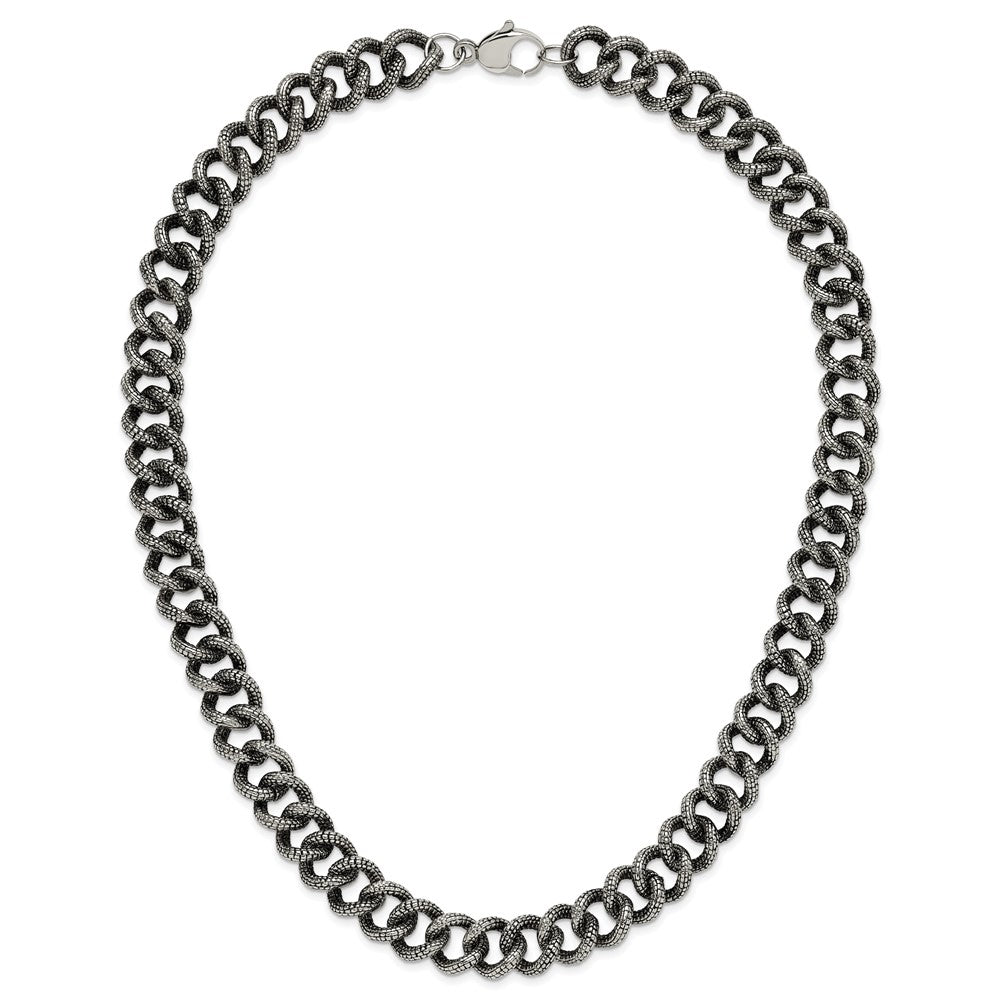 Chisel Stainless Steel Antiqued and Textured Link Necklace