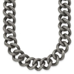 Chisel Stainless Steel Antiqued and Textured Link Necklace