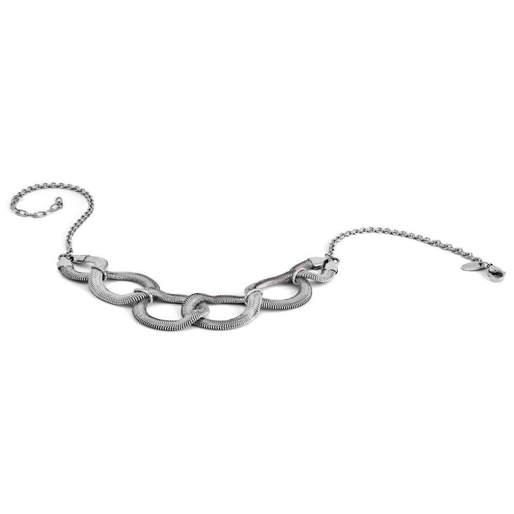 Stainless Steel Interlinked Oval 16.5in w/ext Necklace