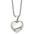 Stainless Steel Polished Hollow Puffed Heart 20in Necklace