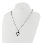 Stainless Steel & Black IP-plated Amour w/CZ Necklace