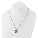 Stainless Steel Laser Cut & Black IP-plated CZ Dog Tag Necklace