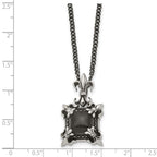 Stainless Steel Antiqued & Polished w/Black Agate Fleur de lis Necklace