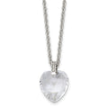 Stainless Steel Polished Crystal Heart w/CZ 18in Necklace