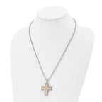 Chisel Stainless Steel Polished with 14k Gold Accent .01 carat Diamond Cross Pendant on a 22 inch Ball Chain Necklace