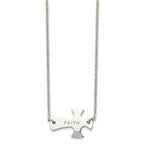Chisel Stainless Steel Polished FAITH Sideways Cross on a 19 inch Cable Chain Necklace