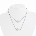 Stainless Steel Double Sideways Cross Layered Necklace