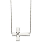 Chisel Stainless Steel Polished Sideways Cross with Chain on a 21 inch Cable Chain Necklace