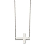 Chisel Stainless Steel Polished Sideways Cross on a 21 inch Cable Chain Necklace