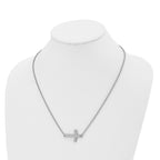 Chisel Stainless Steel Polished Sideways Cross on a 21 inch Cable Chain Necklace